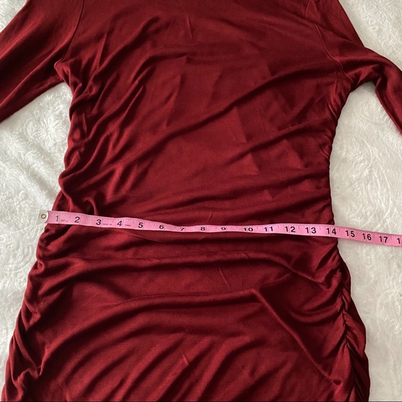 Gorgeous Burgundy Long Sleeve Ruched Dress - Picture 7 of 12